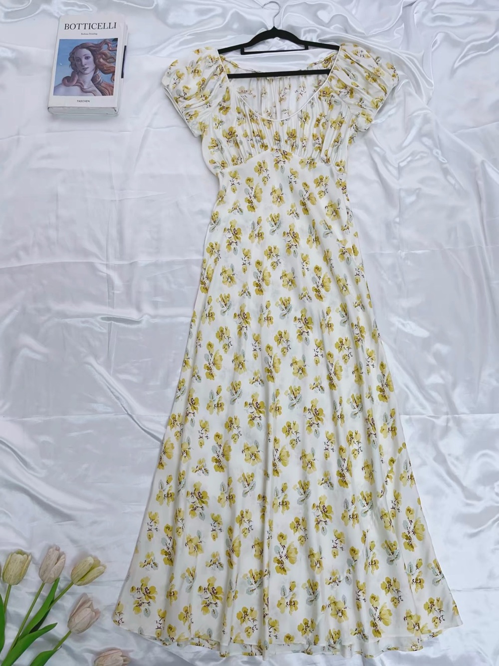 NWOT Doen Floral-print Silk-blend Midi Dress in Yellow, Size XXS/XS/S/M/L - Picture 16 of 16